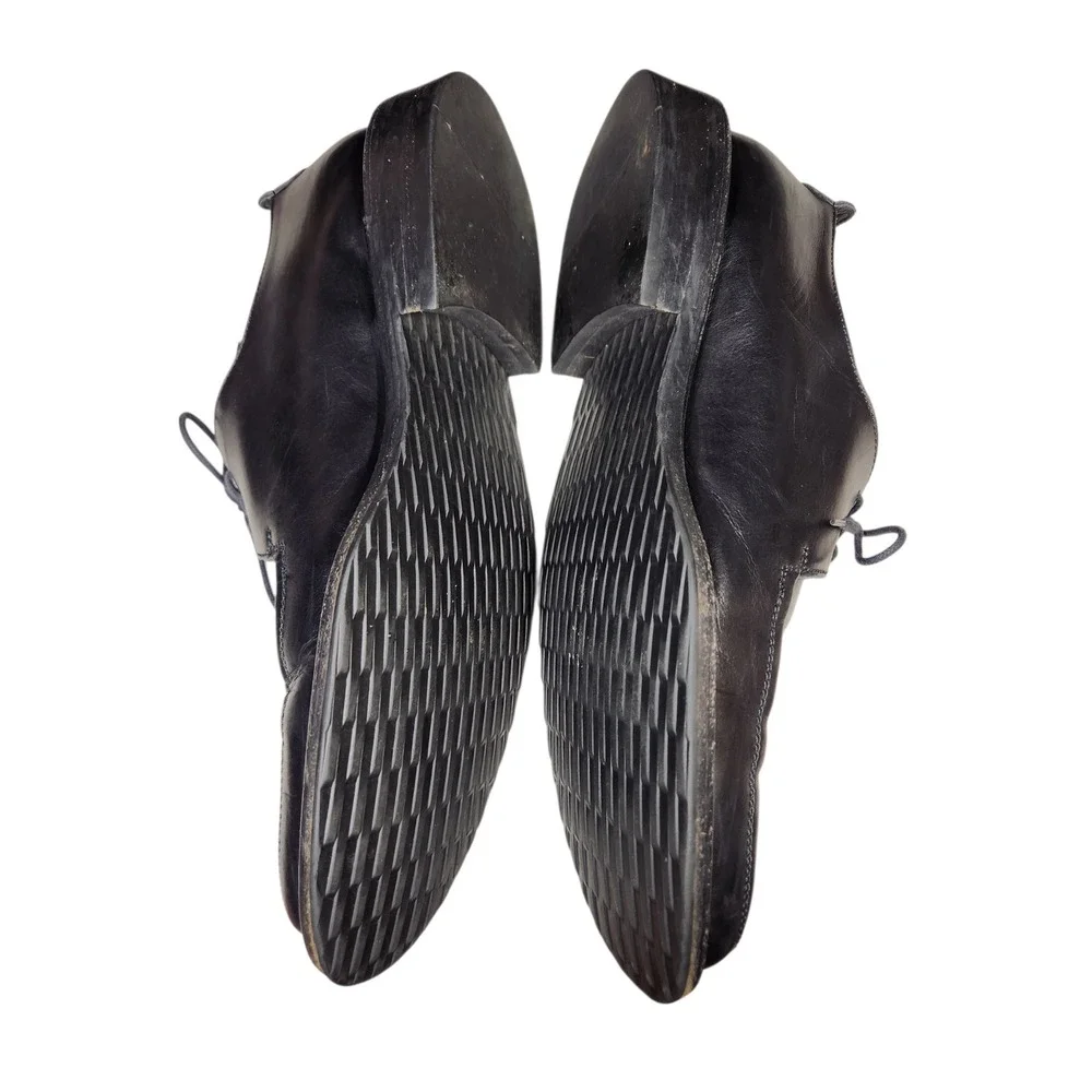 Bally Orbin Black Leather Apron Toe Derby Shoes Luxury Swiss Classic Oxfords 9